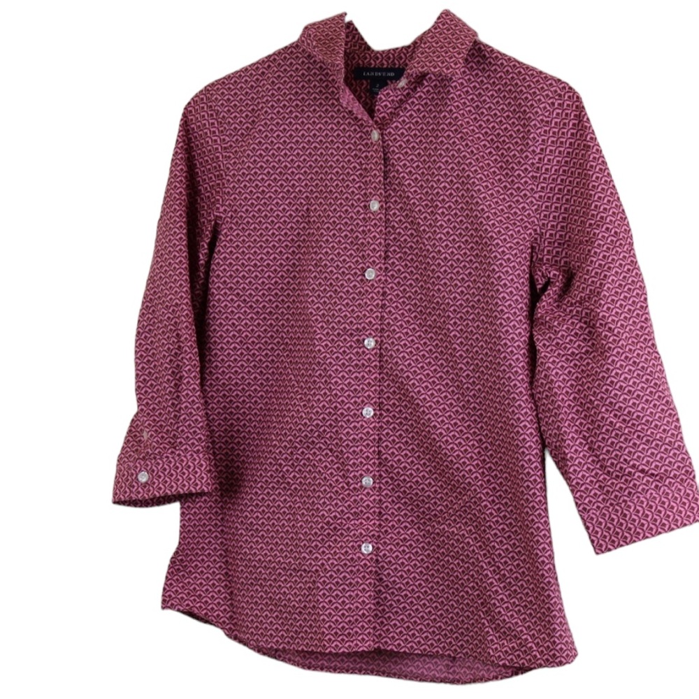 Lands End Button Up Shirt Womens Size 2 Oversized No Iron Supima
